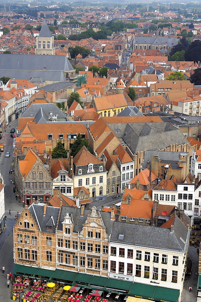 Markt, Market Place, view from the Belfry, Bruges, West Flanders, Belgium, Europe