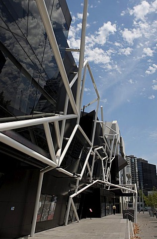 Melbourne Theatre Company, MTC, new modern theatre building on Southbank Boulevard, construction made of cubes and pipes, Melbourne, Victoria, Australia