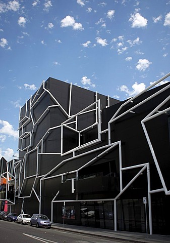 Melbourne Theatre Company, MTC, new modern theatre building on Southbank Boulevard, construction made of cubes and pipes, Melbourne, Victoria, Australia