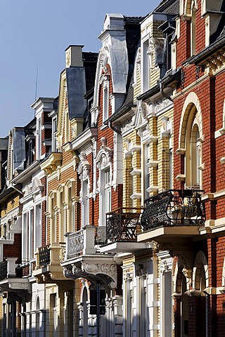 A row of town houses from the Gruenderzeit, beautifully restored, Paul-Kemp-Street, Bonn-Bad Godesberg, North Rhine-Westphalia, Germany, Europe