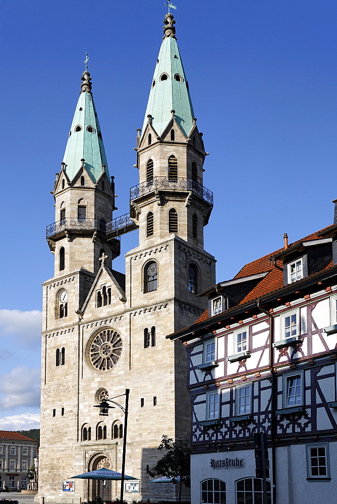 City church, Meiningen, Rhoen, Thuringia, Germany, Europe