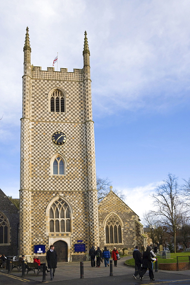 Reading Minster, Minster Church of St Mary the Virgin from Butts, Reading, Berkshire, United Kingdom, Europe