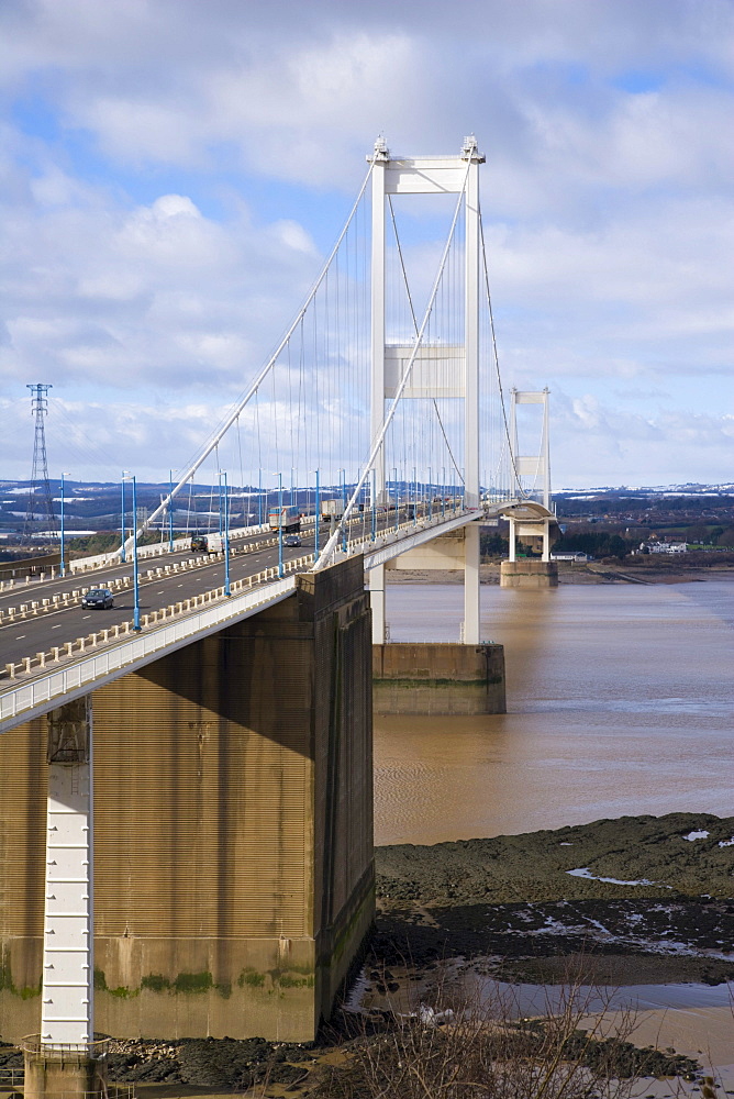 Second Severn crossing looking west from Aust Cliff, England, towards Wales, United Kingdom, Europe