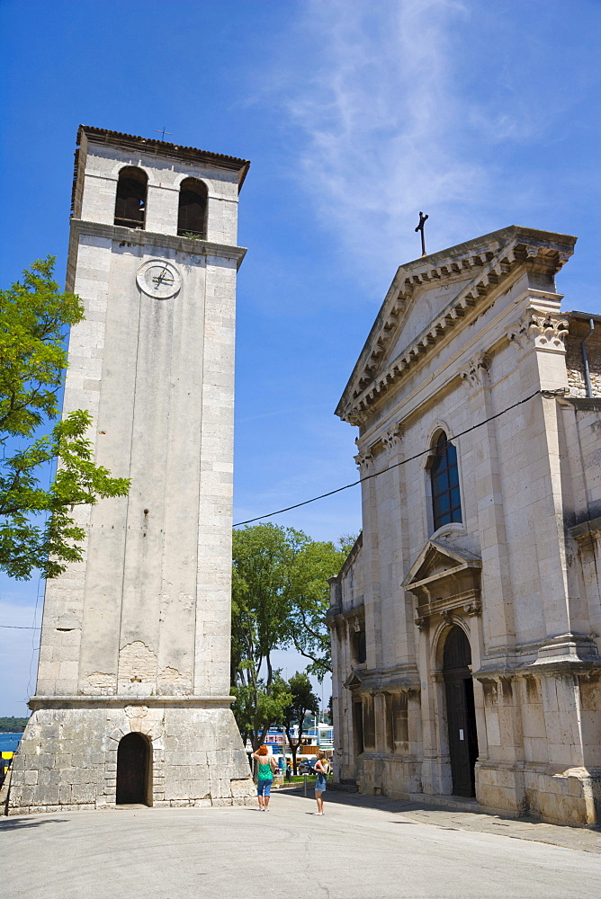 Bell tower and renaissance facade of Katedrala, Cathedral of the Assumption of the Blessed Virgin Mary, Pula, Istria, Croatia, Europe