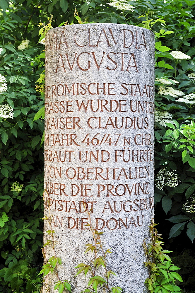 Replica of a Roman milestone or marker, Augsburg, Bavaria, Germany, Europe