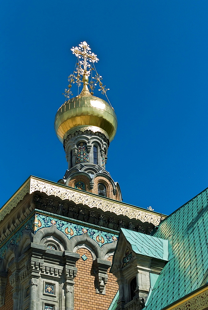 Russian chapel in the style of a Russian church of the 16th Century, Mathildenhoehe, Darmstadt, Hesse, Germany, Europe