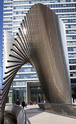 The 142 m high City-Hochhaus skyscraper of the DZ Bank, also called Selmi-Hochhaus after the Persian owner Ali Selmi, Platz der Republik square, Frankfurt, Hesse, Germany, Europe