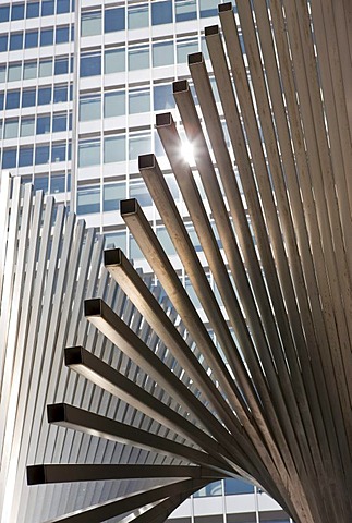 The 142 m high City-Hochhaus skyscraper of the DZ Bank, also called Selmi-Hochhaus after the Persian owner Ali Selmi, Platz der Republik square, Frankfurt, Hesse, Germany, Europe