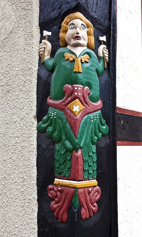 Embellishment on a half-timbered house, historic town, Alsfeld, Hesse, Germany, Europe