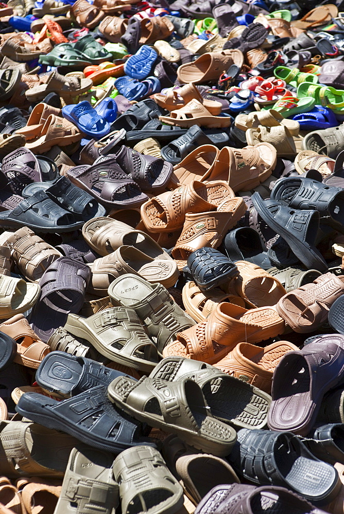 Market primarily for plastic items and shoes near the capital, Zanzibar, Tanzania, Africa