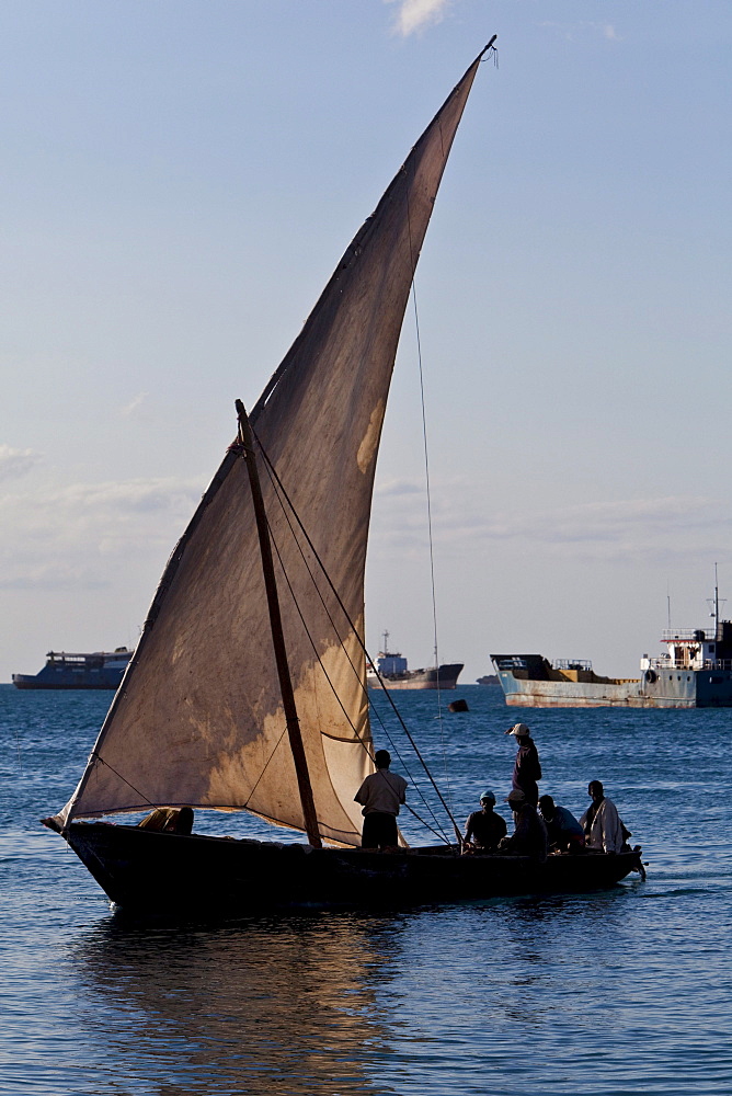 Arab dhow, near coast off Stonetown, Zanzibar, Tanzania, Africa