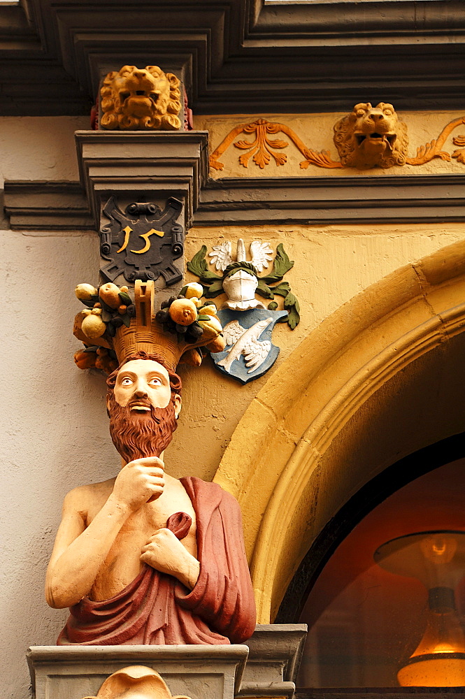 Figure of a decorative renaissance entrance, 1568, Lueneburg, Lower Saxony, Germany, Europe