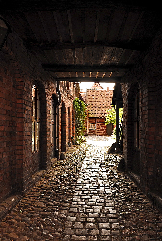 Old courtyard in the old town, Lueneburg, Lower Saxony, Germany, Europe