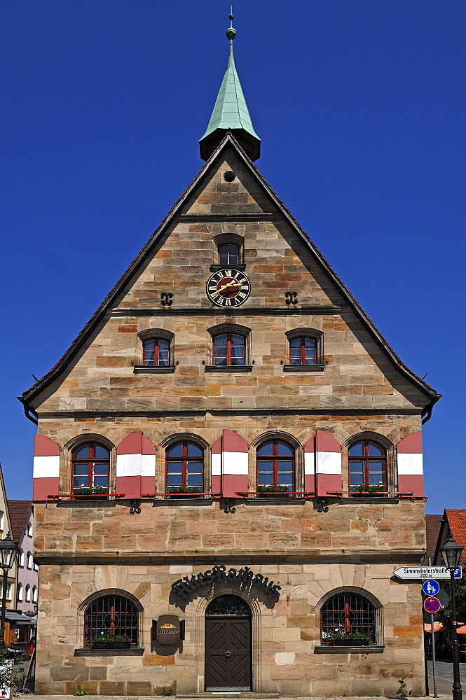 The old town hall at the market square, Lauf an der Pegnitz, Middle Franconia, Bavaria, Germany, Europe