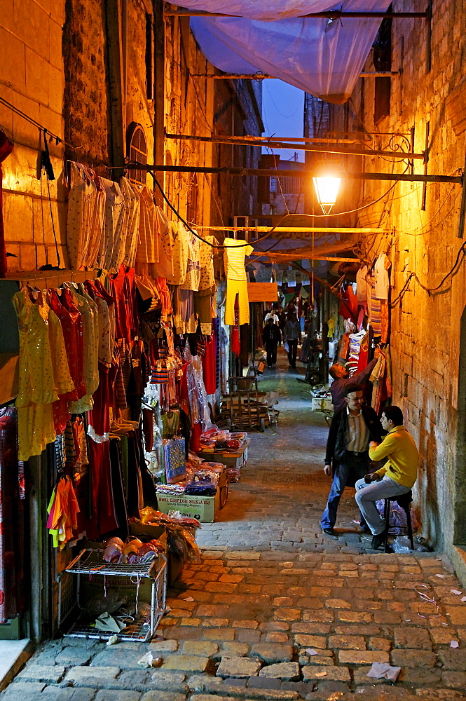 Evening mood in the bazaar of Aleppo, Syria, Middle East, Asia