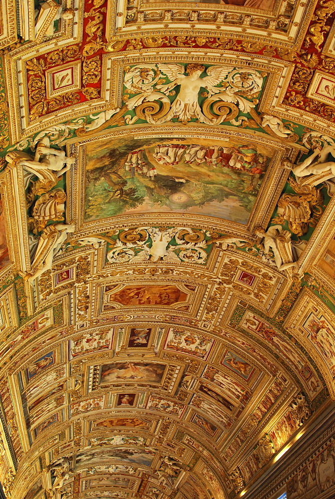 Ceiling, Gallery of Maps, Vatican Museums, historic city centre, Vatican City, Italy, Europe