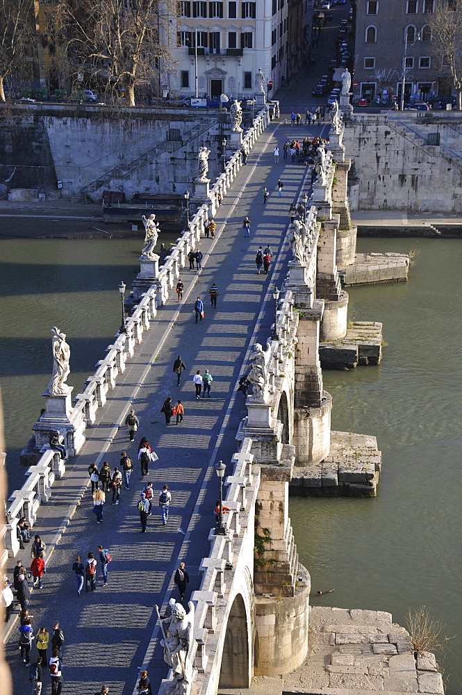 Angel's Bridge as seen from Engelenburcht, Castel Sant'Angelo, historic city centre, Rome, Italy, Europe