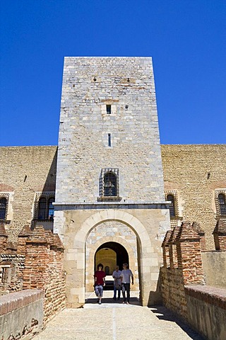 Entrance to the palace of the Kings of Mallorca, Perpignan, Pyrenees-Orientales, Roussillon, Languedoc-Roussillon, South France, France