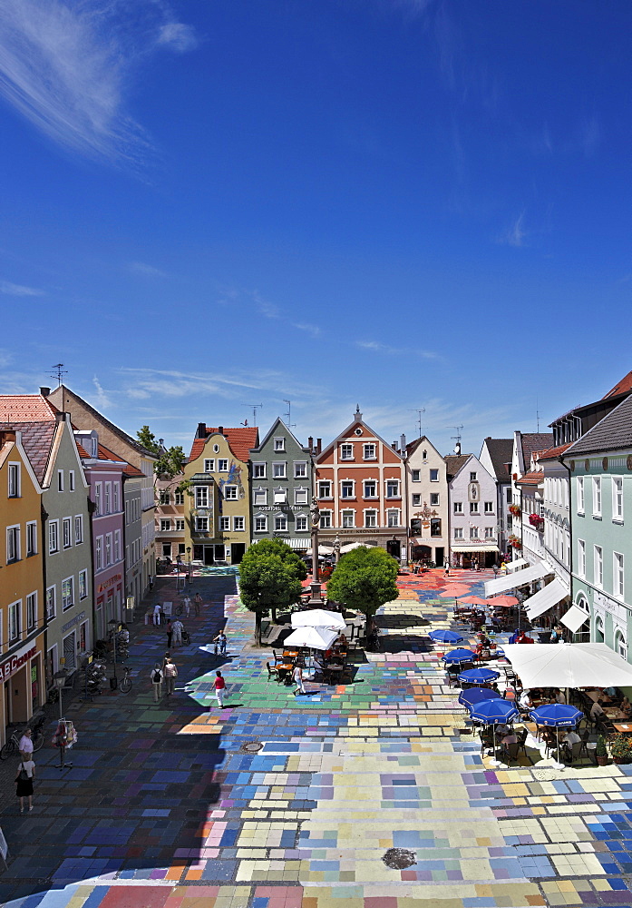 Marienplatz square, 1909, Wassily Kandinsky, the world's largest Kandinsky, artists Florian Lechner and Annette Koelbl-Rill, Weilheim, Upper Bavaria, Bavaria, Germany, Europe