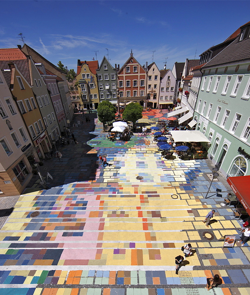 Marienplatz square, 1909, Wassily Kandinsky, the world's largest Kandinsky, artists Florian Lechner and Annette Koelbl-Rill, Weilheim, Upper Bavaria, Bavaria, Germany, Europe