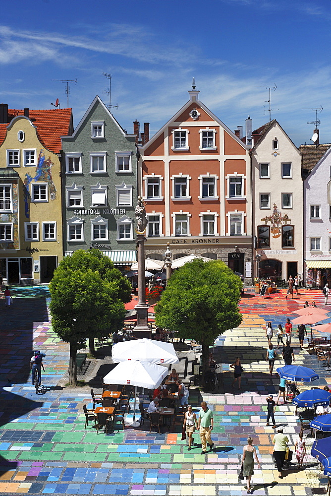 Marienplatz square, 1909, Wassily Kandinsky, the world's largest Kandinsky, artists Florian Lechner and Annette Koelbl-Rill, Weilheim, Upper Bavaria, Bavaria, Germany, Europe