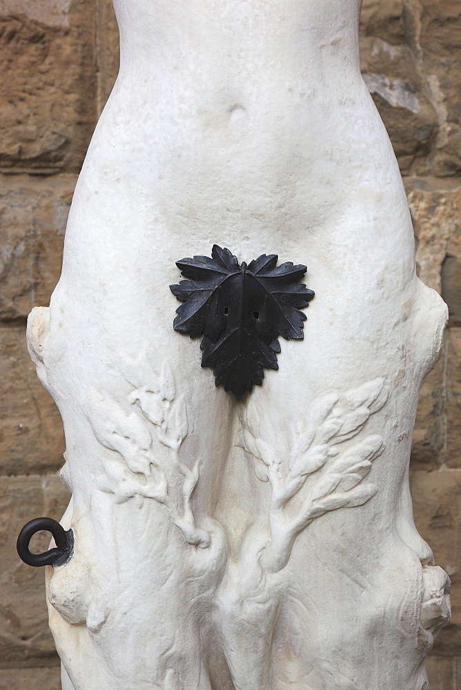 Female statue with fig leaf at the Palazzo Vecchio palace, Piazza dei Signori, Florence, Tuscany, Italy, Europe