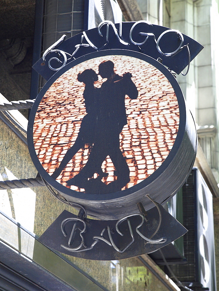 Advertising sign of a tango bar in Buenos Aires, Argentina, South America