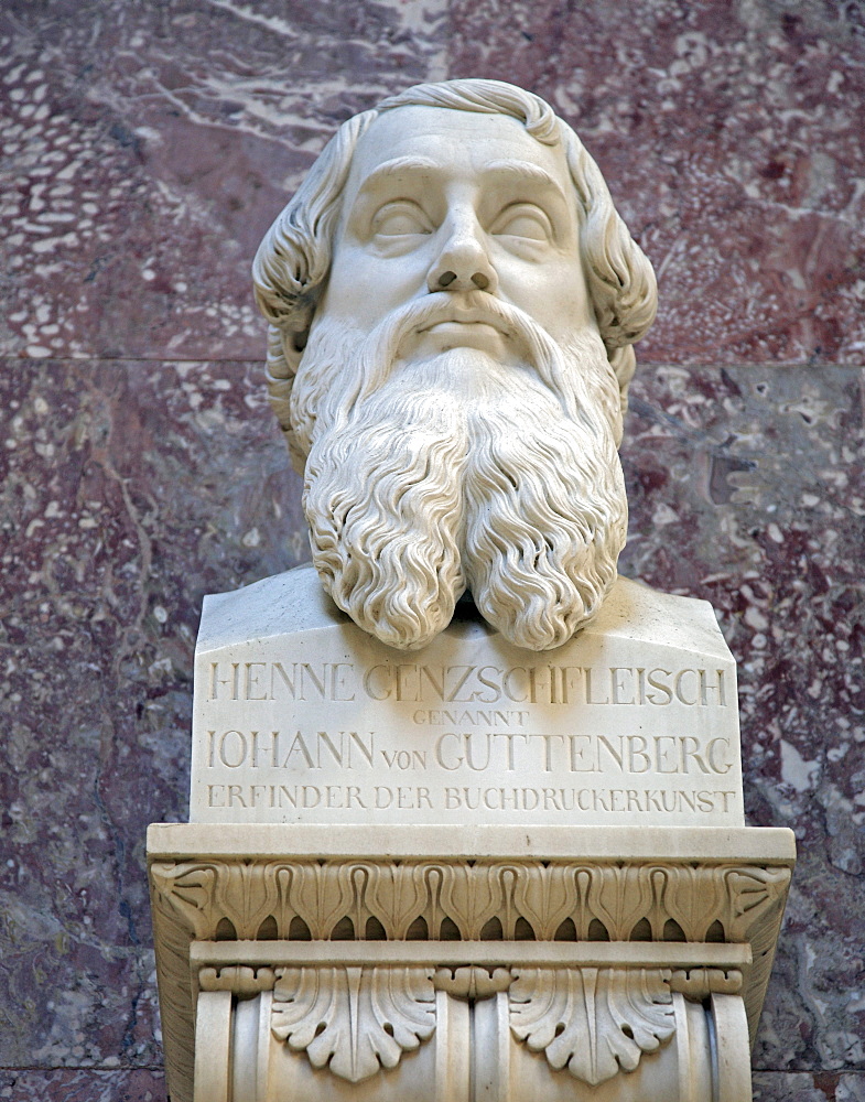 Bust of Johannes Guttenberg, inventor of letterpress printing