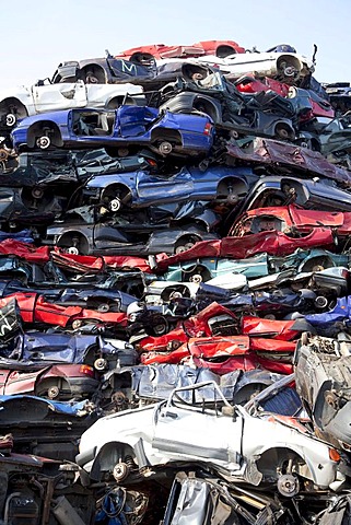 Old cars at a scrap yard