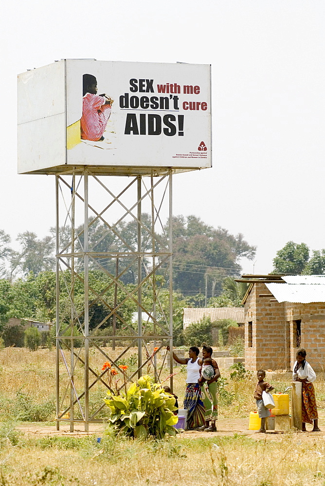 HIV/AIDS campain creating awareness concerning the myth of a "virgin cure", Magoye, Mazabuka, Zambia, Africa