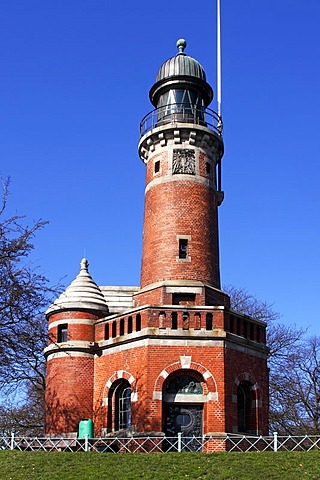 Old lighthouse from 1895 at the gateway to the Kiel Canal in Kiel-Holtenau, Holtenau, Kiel, Schleswig-Holstein, Germany