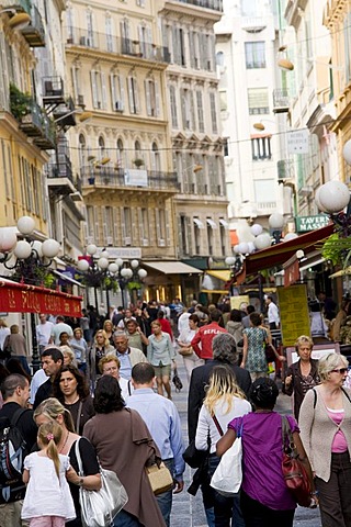 People in the pedestrian area, Rue Massena, Nice, Cote d'Azur, France