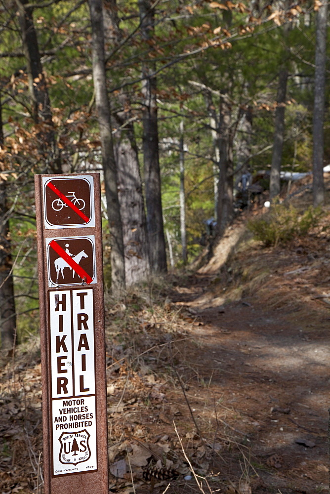 A sign marks the Manistee River Trail, Wellston, Michigan, USA