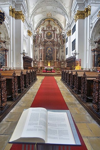 Interior view of St. Ignatius church, historic cathedral, in Linz, Upper Austria, Europe