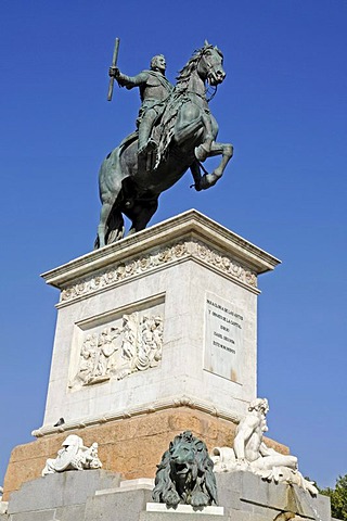 Equestrian statue Philipp lV, Felipe, monument, Plaza de Oriente, Madrid, Spain, Europe