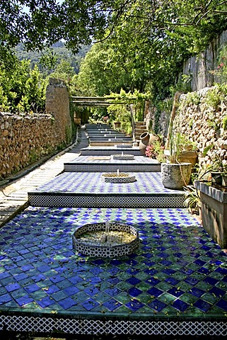 Garden, water feature, manor house, open air museum, La Granja, Esporles, Majorca, Balearic Islands, Spain, Europe