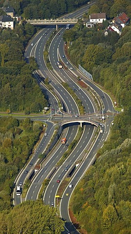 Aerial view of Oviedo-Ring urban expressway, Bochum, Ruhr Area, North Rhine-Westphalia, Germany, Europe