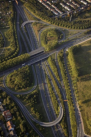 Aerial view, Stadtkrone Ost, intersection A40 B236n, Dortmund, Ruhr Area, North Rhine-Westphalia, Germany, Europe