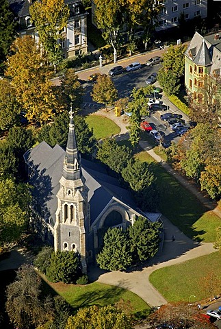 Aerial view, Stadtkirche, City Church, Mitte, Westend, Frankfurt am Main, Hesse, Germany, Europe