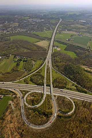 Aerial photo, Dortmund north west motorway junction, A2, A45, start of the so-called Sauerlandlinie, Castrop-Rauxel, Ruhr area, North Rhine-Westphalia, Germany, Europe