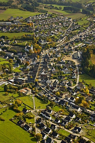 Aerial photo, Freilichtbuehne Elspe, open air theater, Karl-May-Festivals, Bielefelder Strasse, Elspe, Lennestadt, Sauerland, North Rhine-Westphalia, Germany, Europe