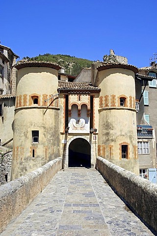 Town gate, Entrevaux, Alpes-de-Haute-Provence, Provence-Alpes-Cote d'Azur, Southern France, France, Europe, France, Europe