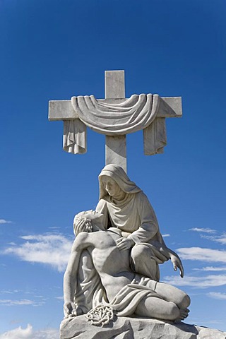 Jesus under the cross, statue, main cemetery of Merida, Venezuela, South America