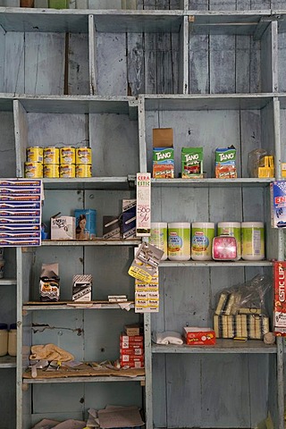 Goods shelf in a small store in the mountain village of San Jose, Andes, Venezuela, South America