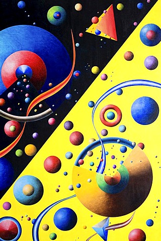 Acrylic painting, theme: day and night in the universe, by the artist Gerhard Kraus, Kriftel, Germany