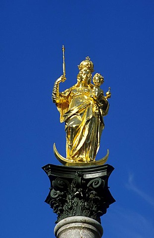 Mariensaeule, column, Munich, Bavaria, Germany, Europe