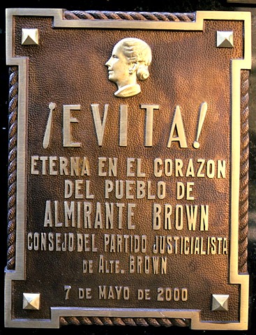 Tombstone on the grave of Evita, Eva Peron, at the Recoleta Cemetery, Buenos Aires, Argentina, South America