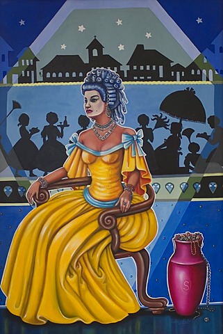 Painting of the famous slave courtesan Chica da Silva, Diamantina, Minas Gerais, Brazil, South America