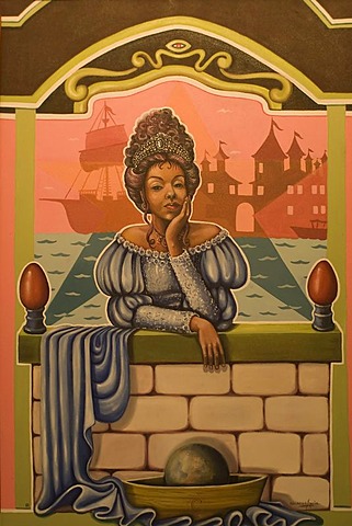 Painting of the famous slave courtesan Chica da Silva, Diamantina, Minas Gerais, Brazil, South America