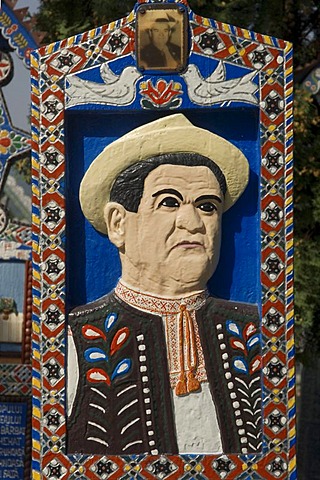 The Merry Cemetery of Sapanta, wooden cross, detail, Maramures, Romania